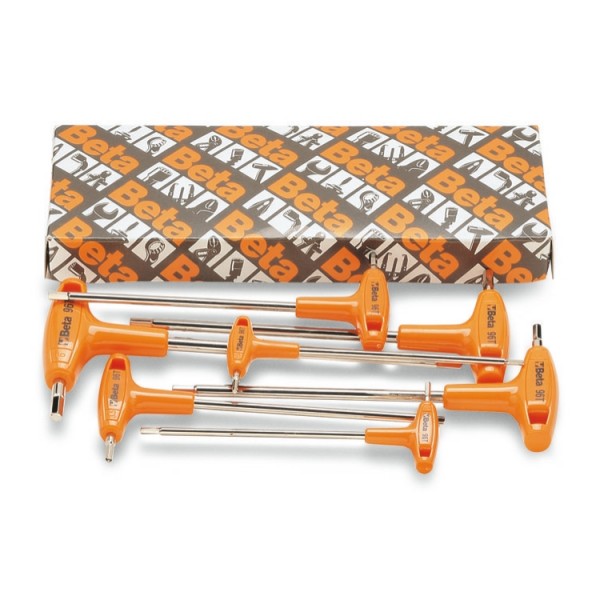 Serie di chiavi maschio piegate con impugnatura per viti con impronta Torx® cromate